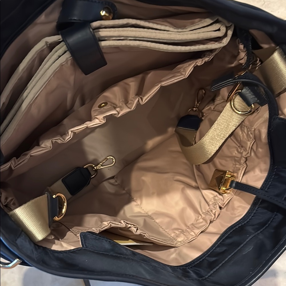Michael Kors Black and Tan Messenger Bag with Leather Trim - Picture 2 of 6